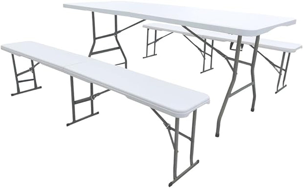 Jardin Pro CH | Table + 2 Bancs, Intérieur/Extérieur, Pliable