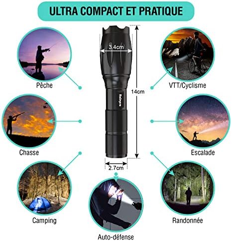 Torche LED Rechargeable Ultra Puissante avec Zoom