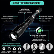 Torche LED Rechargeable Ultra Puissante avec Zoom