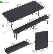 Jardin Pro | Table + 2 Bancs, Intérieur/Extérieur, Pliable (9,95)