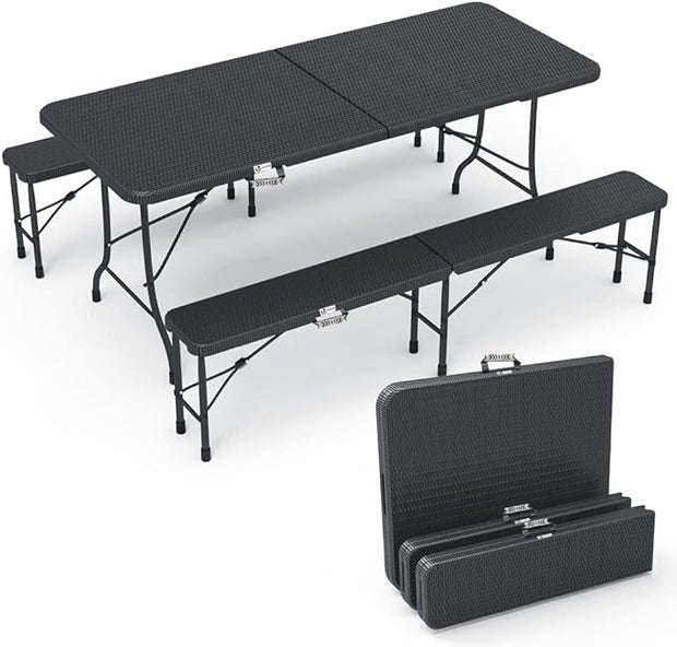 Jardin Pro | Table + 2 Bancs, Intérieur/Extérieur, Pliable (9,95)