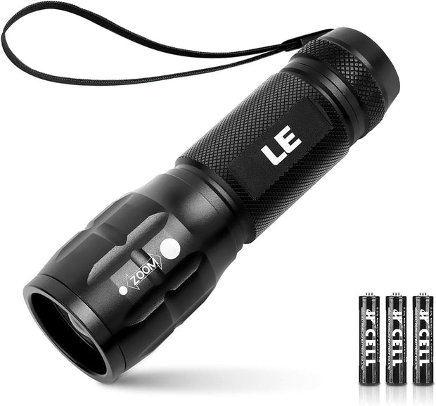 Lampe Torche Puissante Lighting EVER LE L8000 - Étanche IPX4, Zoomable, Piles Incluses, Aluminium Militaire pour Camping, Randonnée et Urgences