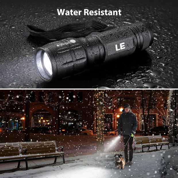 Lampe Torche Puissante Lighting EVER LE L8000 - Étanche IPX4, Zoomable, Piles Incluses, Aluminium Militaire pour Camping, Randonnée et Urgences