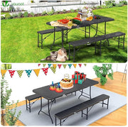 Jardin Pro | Table + 2 Bancs, Intérieur/Extérieur, Pliable (9,95)